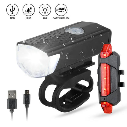 Waterproof MTB Bike USB rechargable LED light set