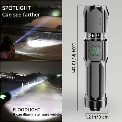 LED Rechargeable Zoom Flashlight – Waterproof, Ultra Bright for Camping & Emergency