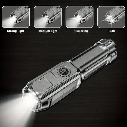 Tactical Super Bright LED USB Quad-Lighting Mode Flashlight