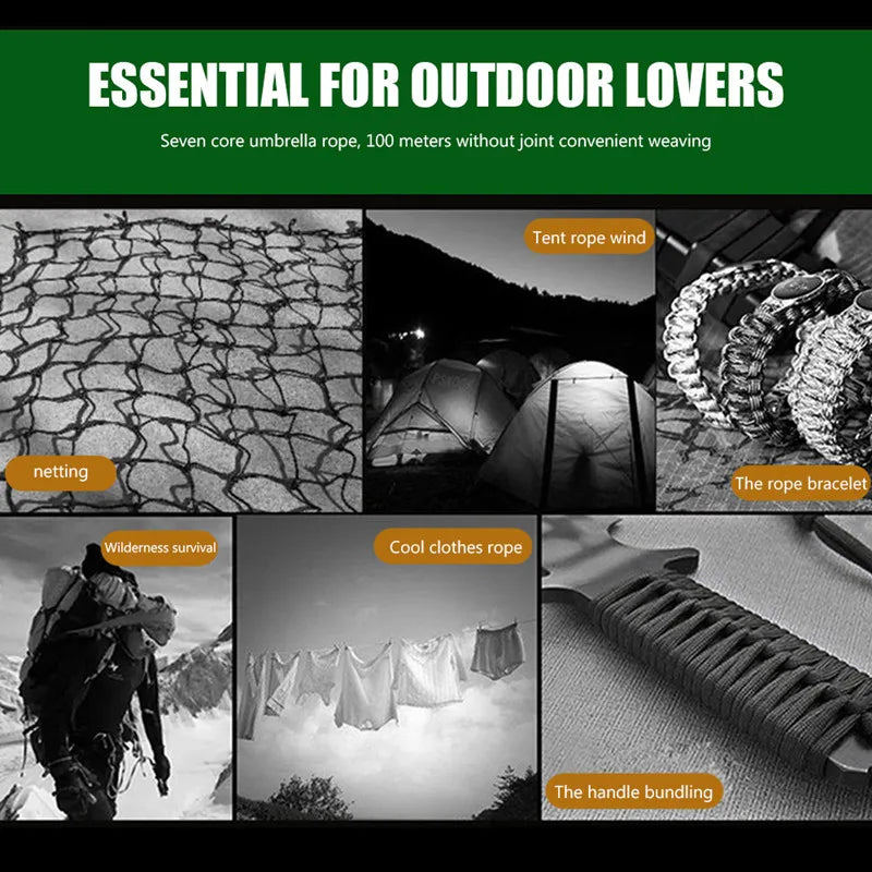 7 Core 4mm Extreme Durability Paracord For Camping and Outdoor Survival
