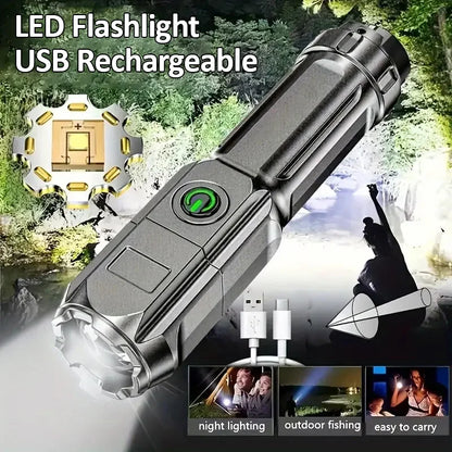 LED Rechargeable Zoom Flashlight – Waterproof, Ultra Bright for Camping & Emergency