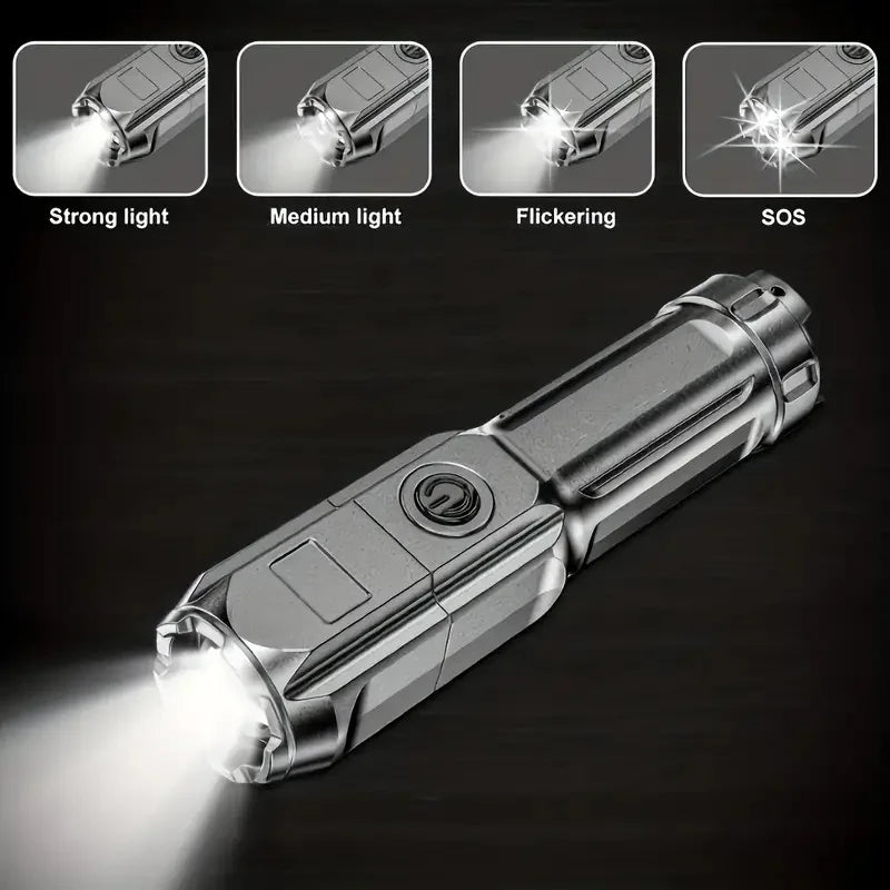 LED Rechargeable Zoom Flashlight – Waterproof, Ultra Bright for Camping & Emergency