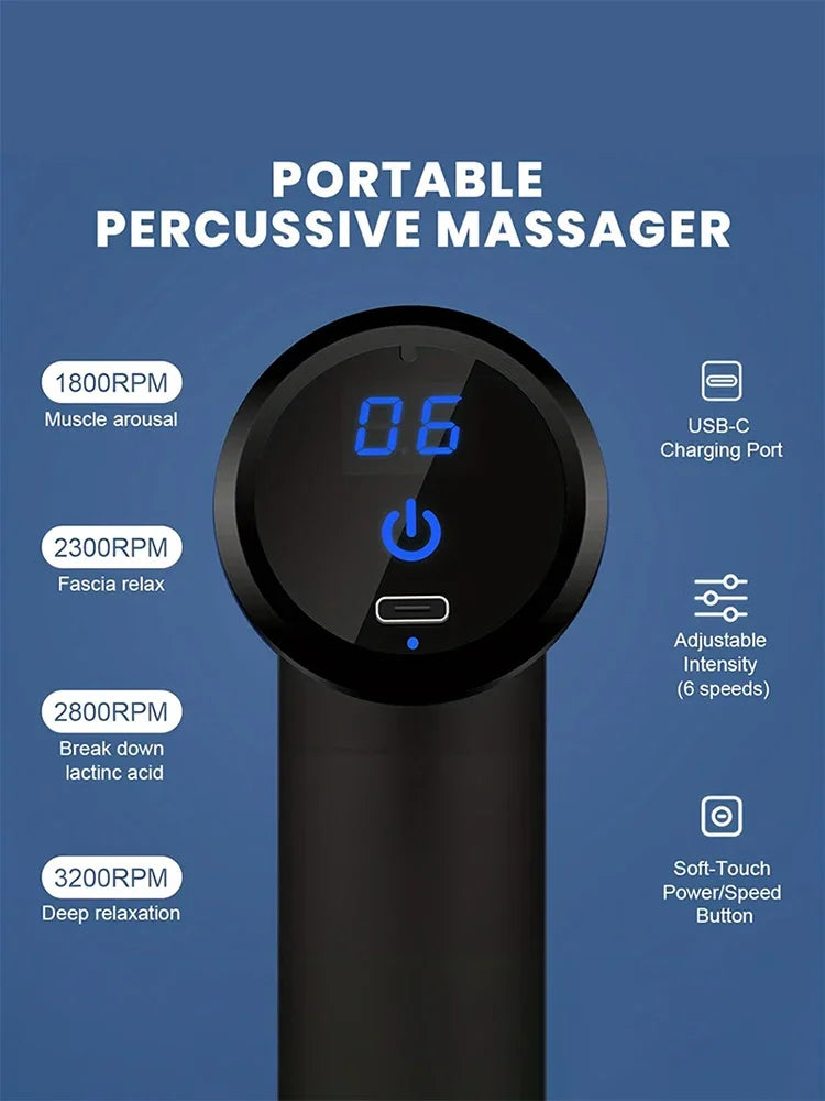 Multifunctional fascia gun massager instrument portable muscle massage relaxation electric vibrating fascia gun