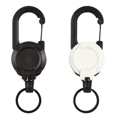 1pcs Heavy Duty Retractable Pull Badges ID Reel Carabiner Key Chain Steel Wire Rope Buckle Key Holder Outdoor Keychain Tools