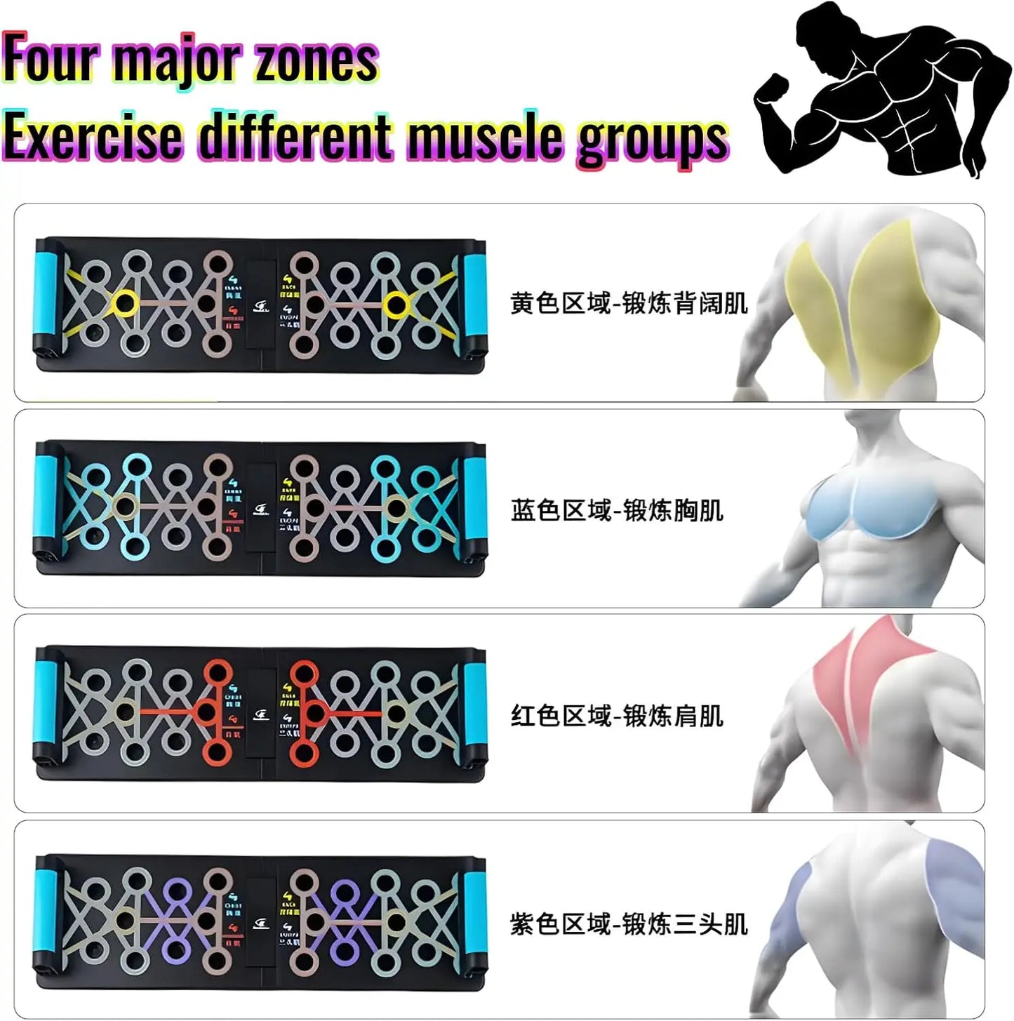 Portable Multifunctional Push-up Board Set With Handles Foldable Fitness Equipment For Chest Abdomen Arms And Back Training
