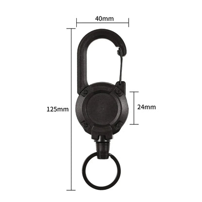 1pcs Heavy Duty Retractable Pull Badges ID Reel Carabiner Key Chain Steel Wire Rope Buckle Key Holder Outdoor Keychain Tools
