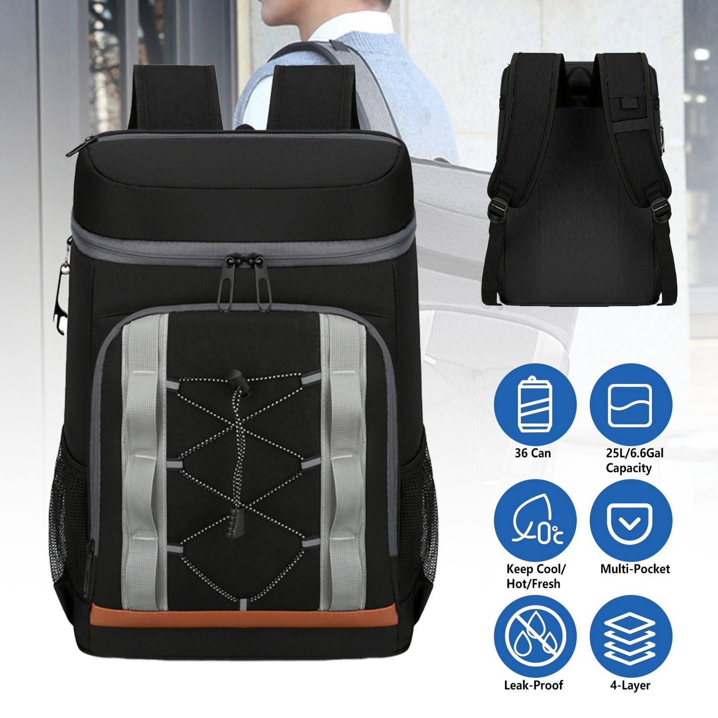 Grey-Black Options 1Pc Cooler Backpack