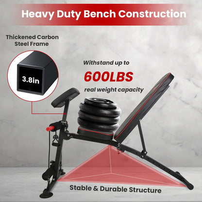 1Pc  Adjustable Weight Bench With Preacher Curl Pad Resistance