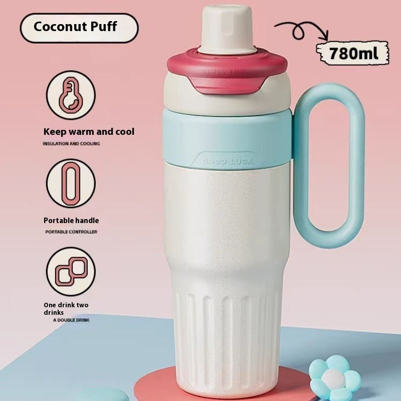 780ml Gradient Double Drink Thermal Cup Stainless Steel With Lid