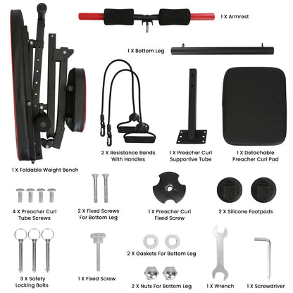 1Pc  Adjustable Weight Bench With Preacher Curl Pad Resistance