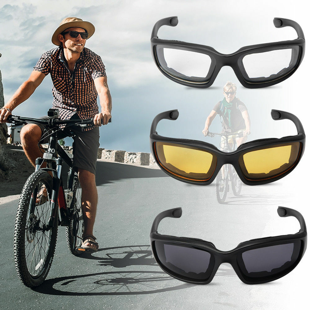 3 Pair Motorcycle Sports Padded Biker Riding Glasses