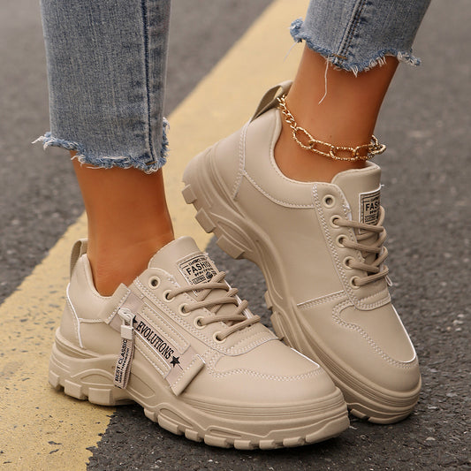 Lace-up Sports Shoes With Side-Zipper Design