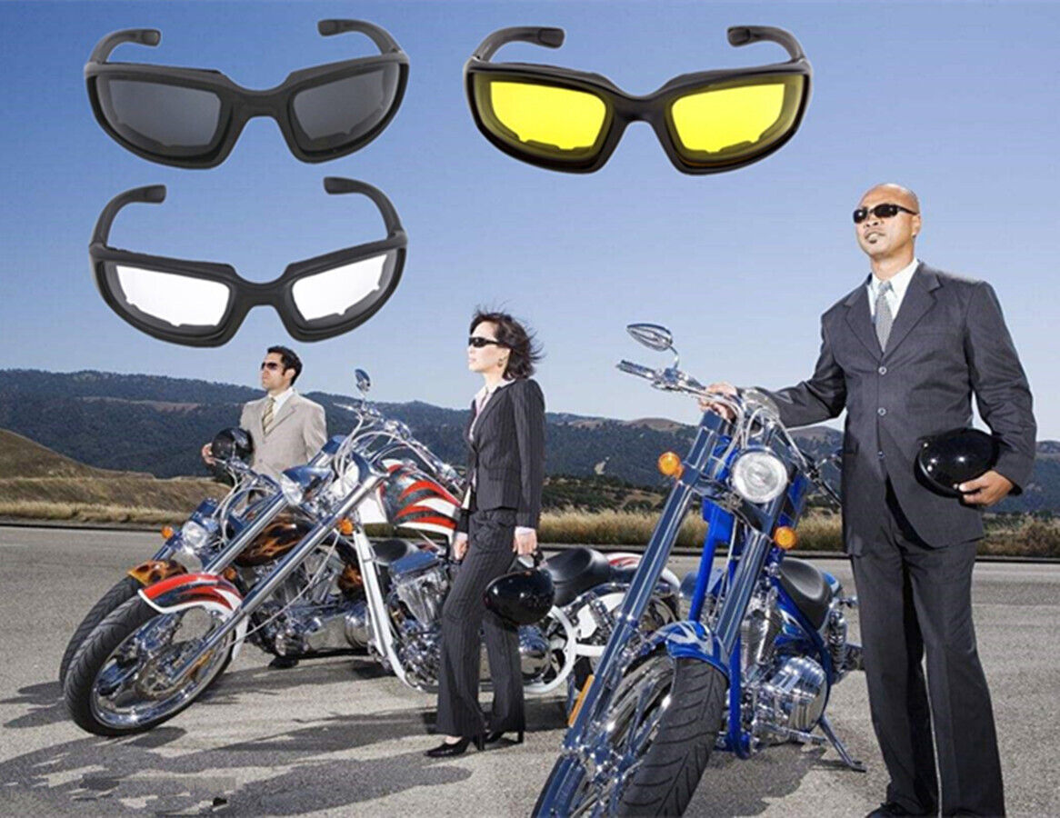 3 Pair Motorcycle Sports Padded Biker Riding Glasses