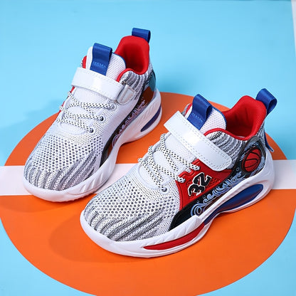 Boys Casual Sports Chunky Sneakers, Lace-up Breathable Mesh Running Shoes For Outdoor Sports