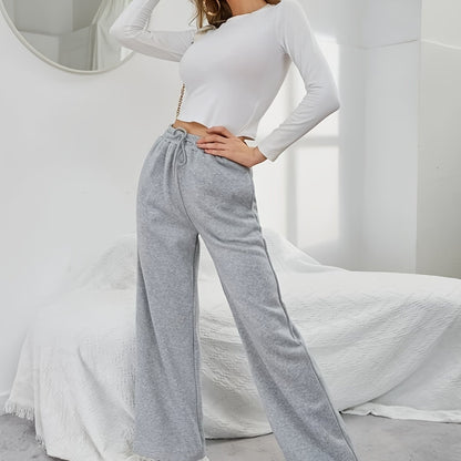 Comfortable High-Waisted Drawstring Sweatpants - Women's Fashion Clothing - Elastic Loose Fit, Long Length, Casual Style, Soft Fabric, Perfect for Daily Wear