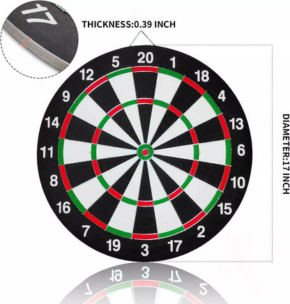 SIZE 17  DARTBOARD SET 6 DARTS  FAMILY DART BOARD